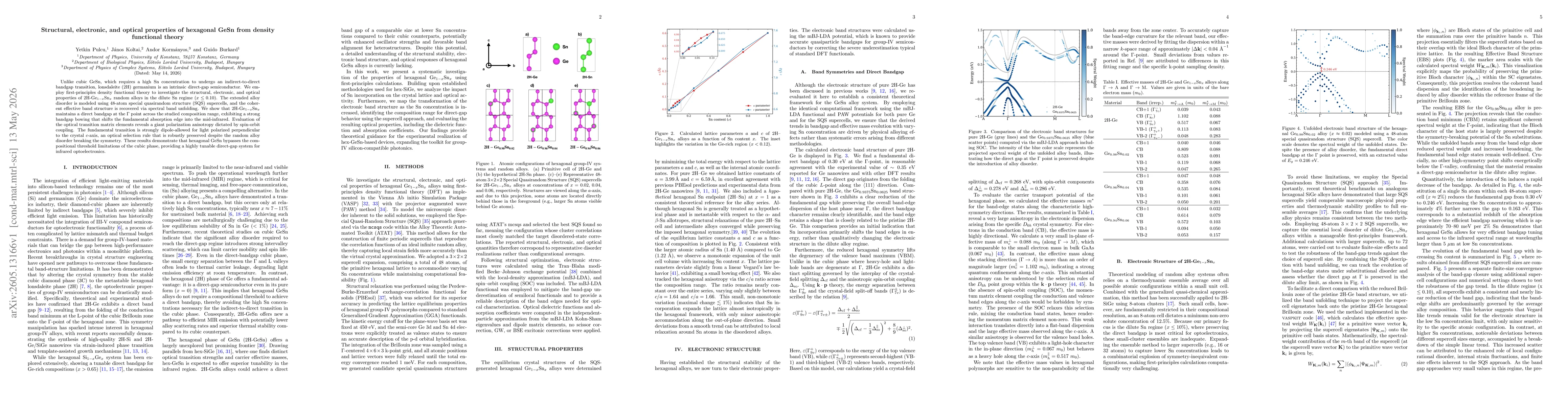 Thumbnail for Structural, electronic, and optical properties of hexagonal GeSn from density functional theory