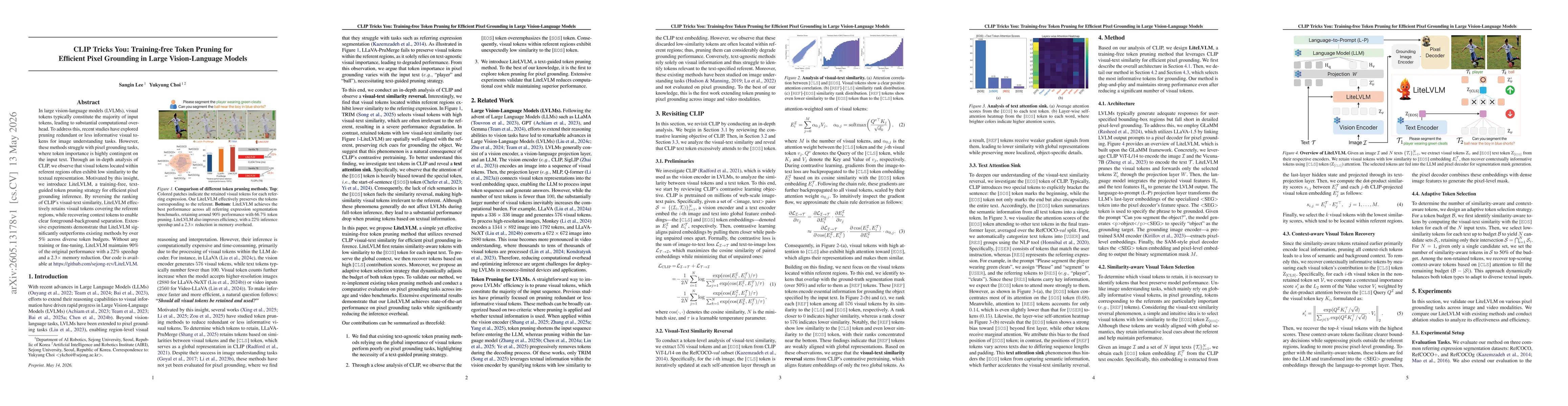 Thumbnail for CLIP Tricks You: Training-free Token Pruning for Efficient Pixel Grounding in Large VIsion-Language Models