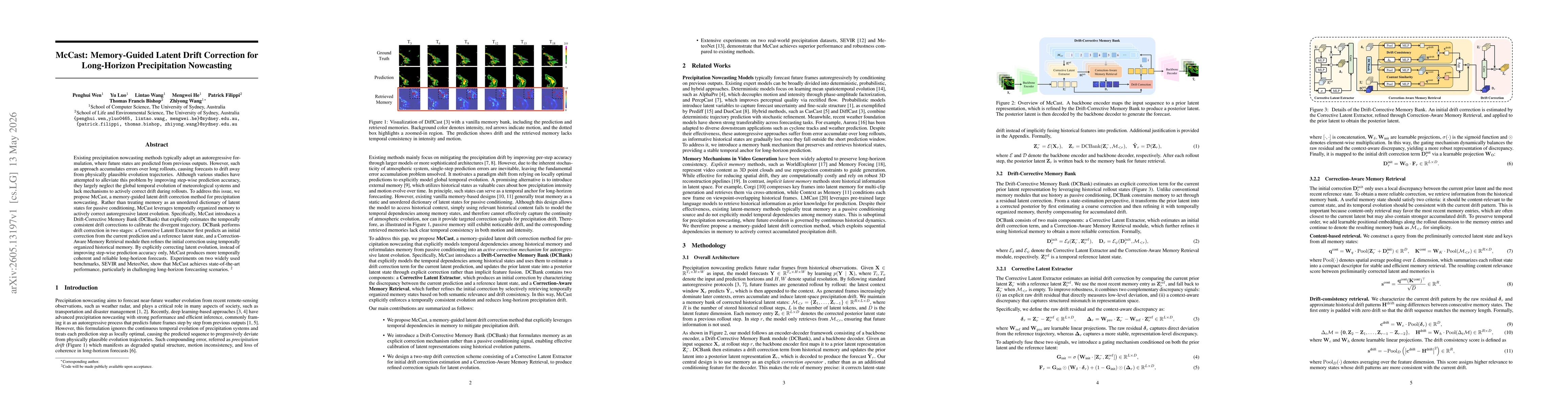 Thumbnail for McCast: Memory-Guided Latent Drift Correction for Long-Horizon Precipitation Nowcasting