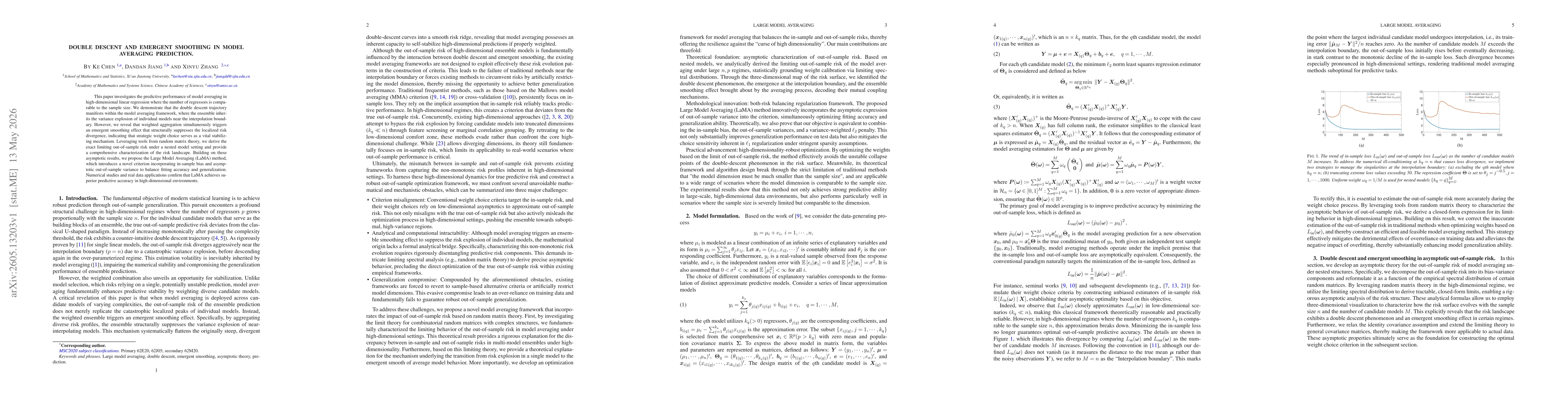 Thumbnail for Double Descent and Emergent Smoothing in Model Averaging Prediction