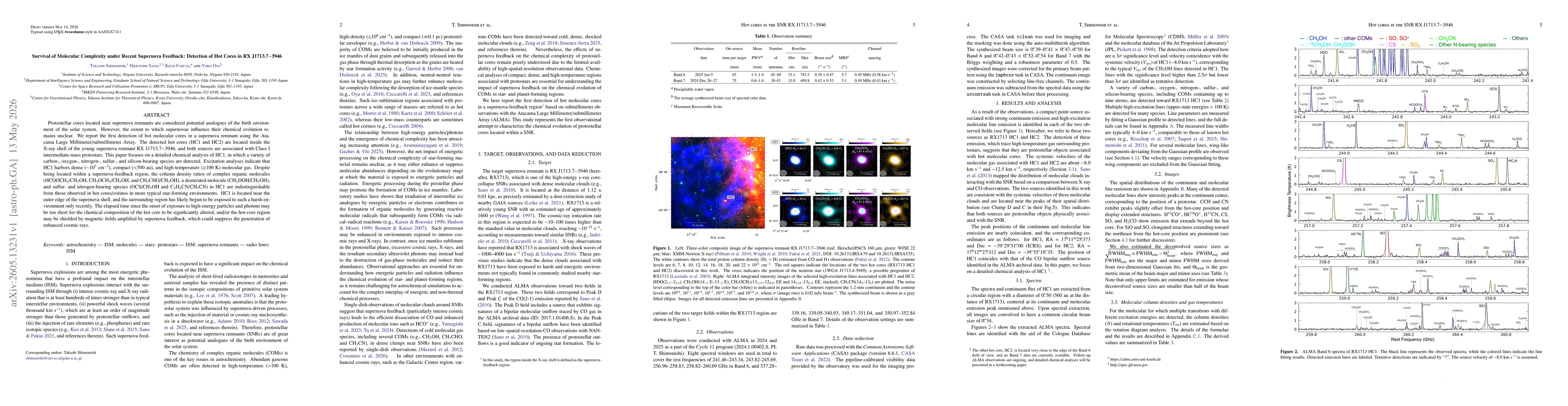 Thumbnail for Survival of Molecular Complexity under Recent Supernova Feedback: Detection of Hot Cores in RX J1713.7-3946