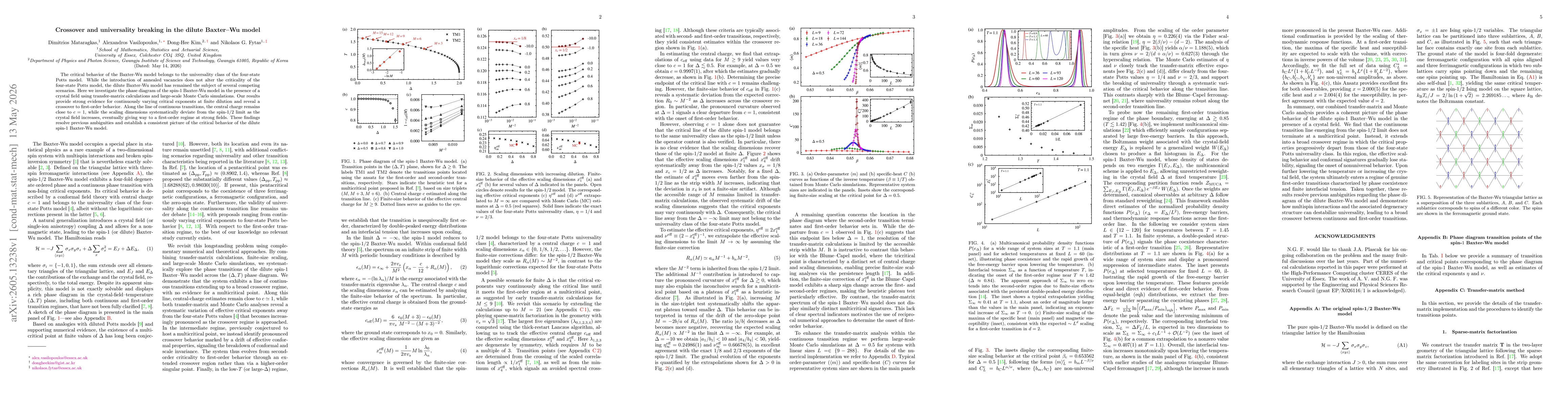 Thumbnail for Crossover and universality breaking in the dilute Baxter-Wu model