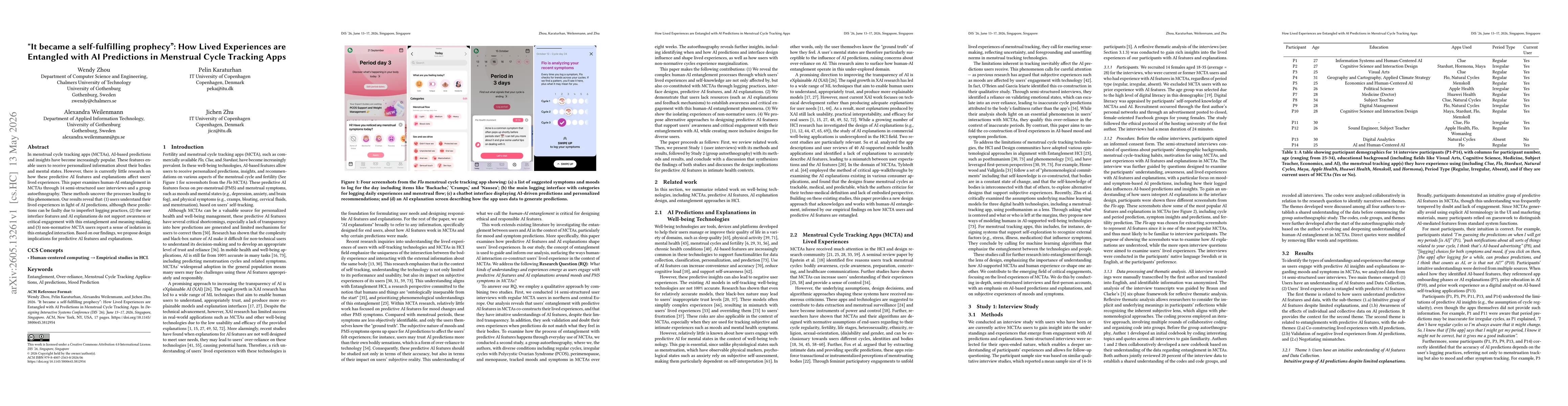 Thumbnail for "It became a self-fulfilling prophecy": How Lived Experiences are Entangled with AI Predictions in Menstrual Cycle Tracking Apps