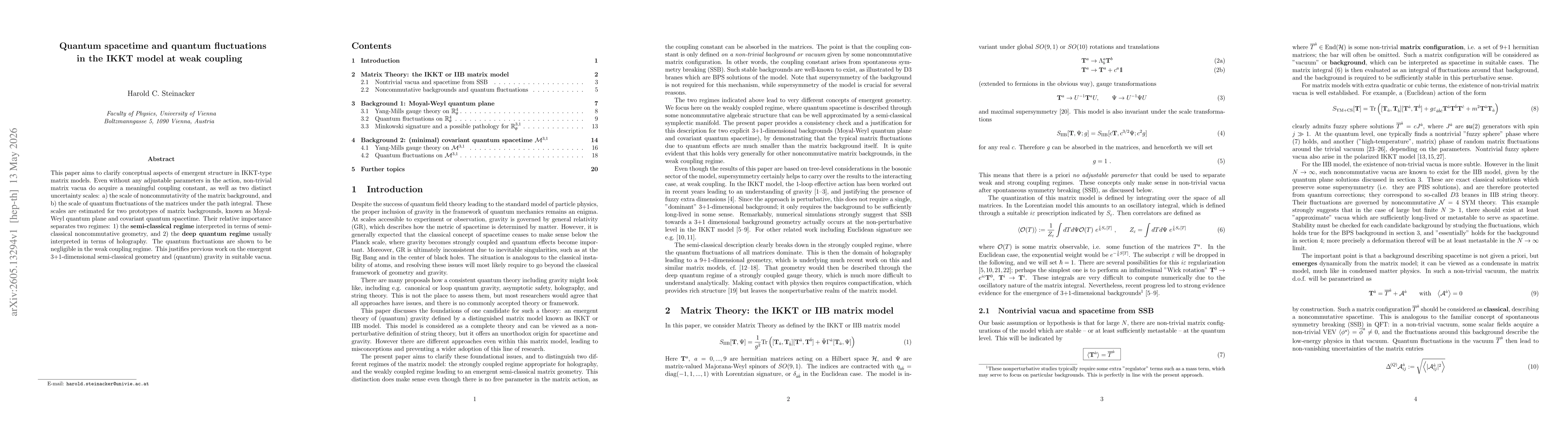 Thumbnail for Quantum spacetime and quantum fluctuations in the IKKT model at weak coupling