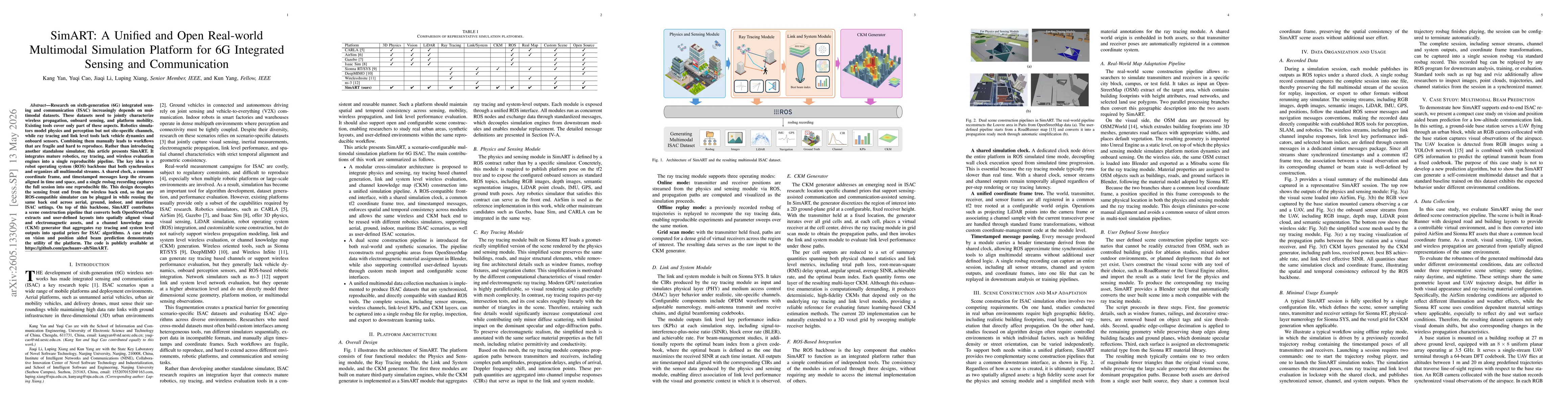 Thumbnail for SimART: A Unified and Open Real-world Multimodal Simulation Platform for 6G Integrated Sensing and Communication