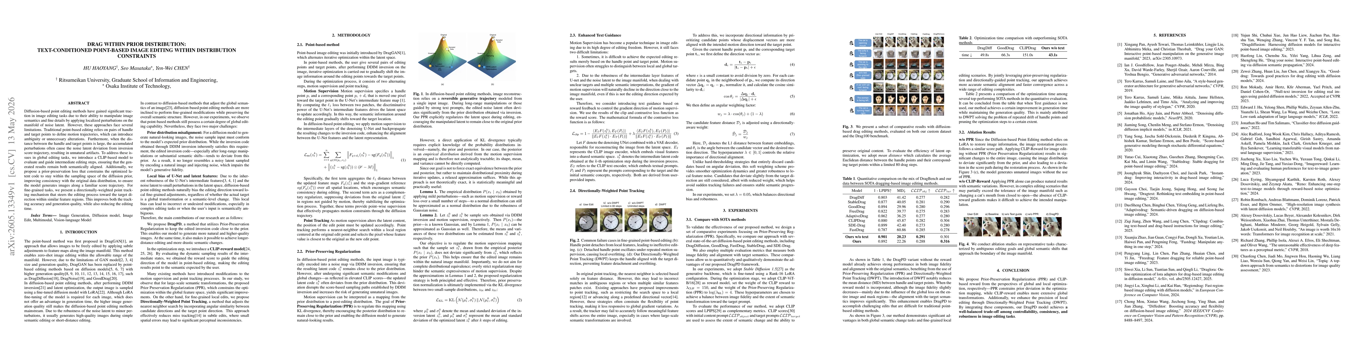 Thumbnail for Drag within Prior Distribution: Text-Conditioned Point-Based Image Editing within Distribution Constraints
