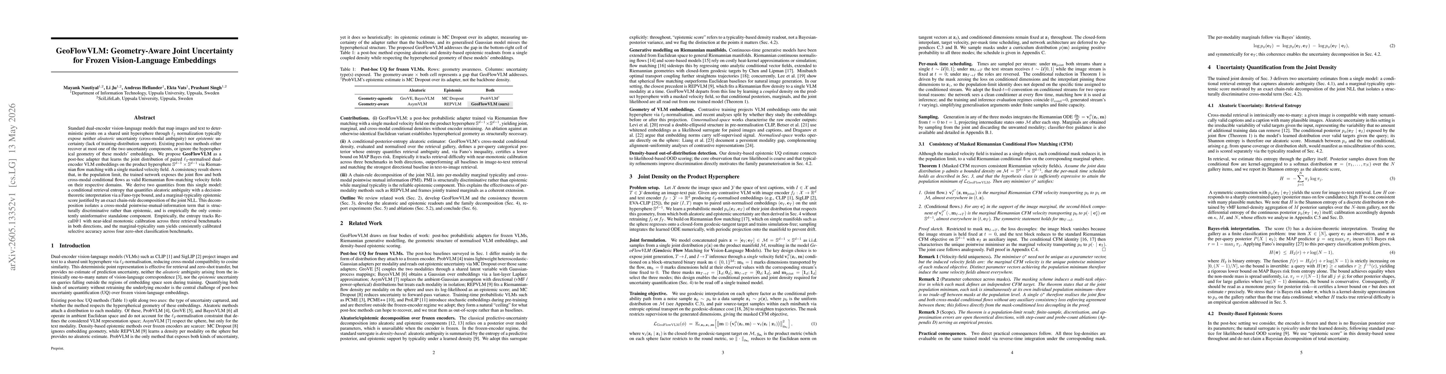 Thumbnail for GeoFlowVLM: Geometry-Aware Joint Uncertainty for Frozen Vision-Language Embedding