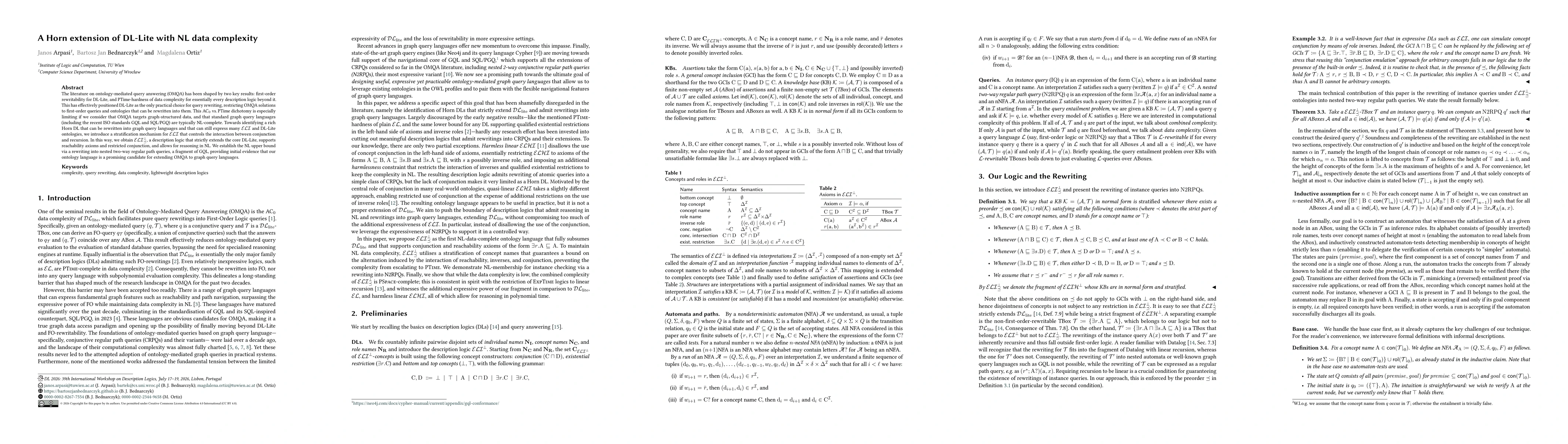 Thumbnail for A Horn extension of DL-Lite with NL data complexity