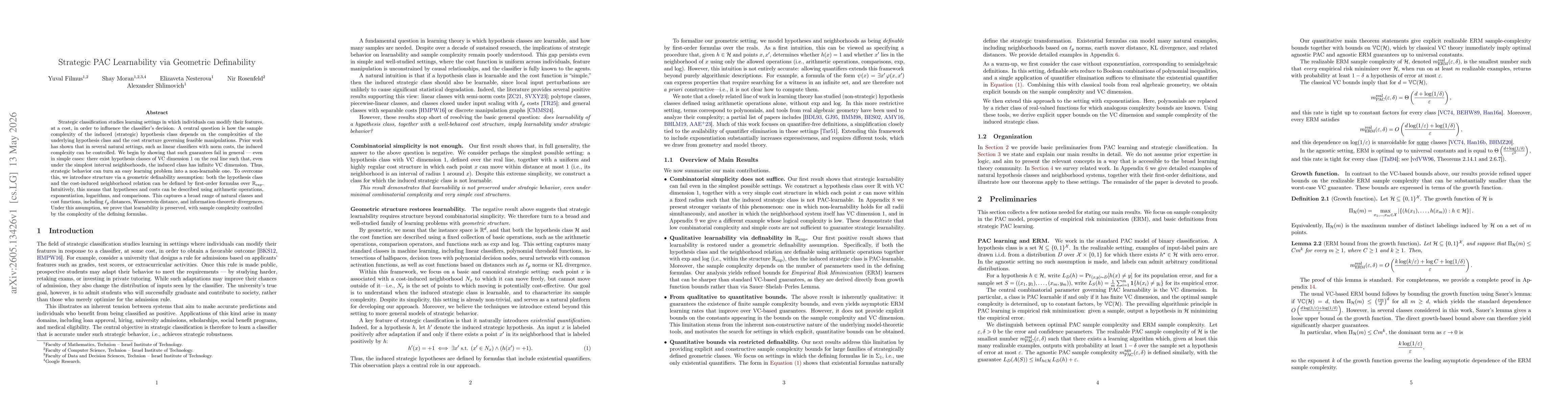 Thumbnail for Strategic PAC Learnability via Geometric Definability