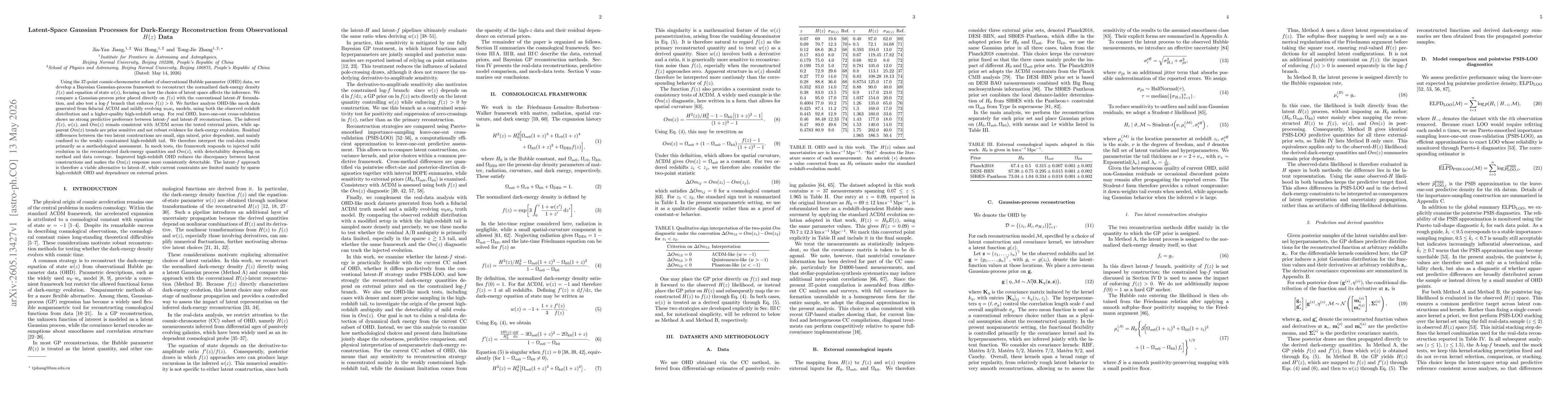 Thumbnail for Latent-Space Gaussian Processes for Dark-Energy Reconstruction from Observational \(H(z)\) Data