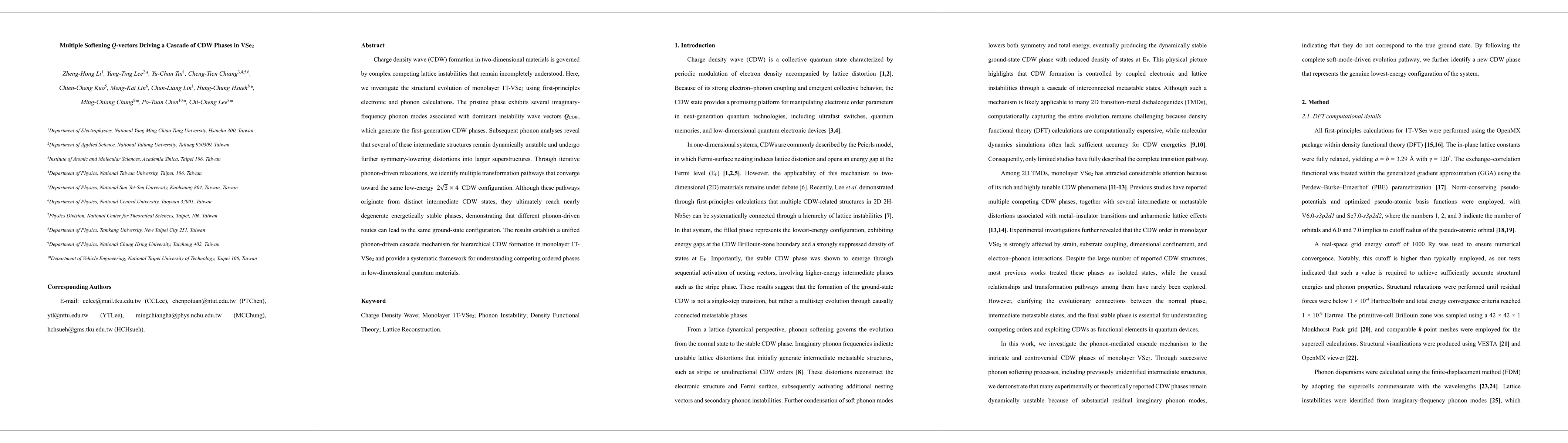 Thumbnail for Multiple Softening Q-vectors Driving a Cascade of CDW Phases in $\mathrm{1T-VSe}_{2}$