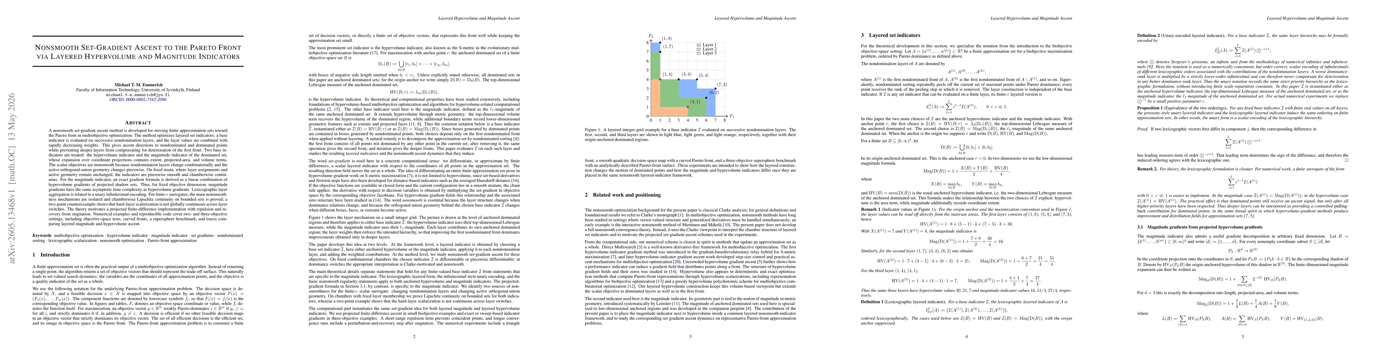 Thumbnail for Nonsmooth Set-Gradient Ascent to the Pareto Front via Layered Hypervolume and Magnitude Indicators