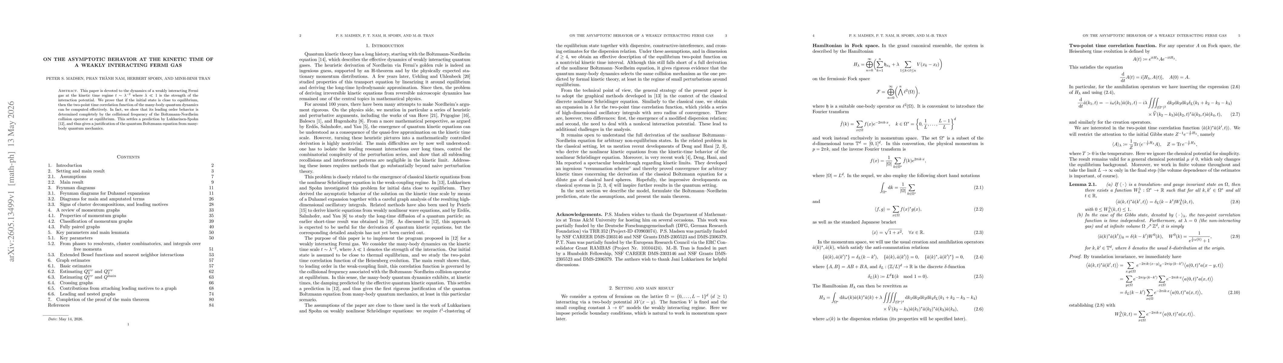 Thumbnail for On the asymptotic behavior at the kinetic time of a weakly interacting Fermi gas