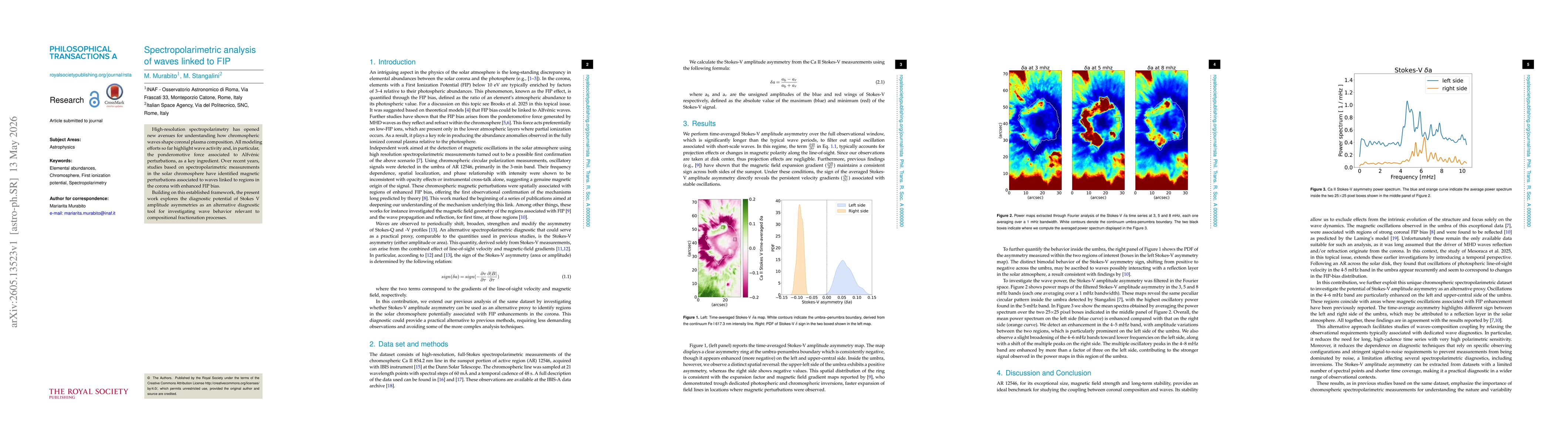 Thumbnail for Spectropolarimetric analysis of waves linked to FIP
