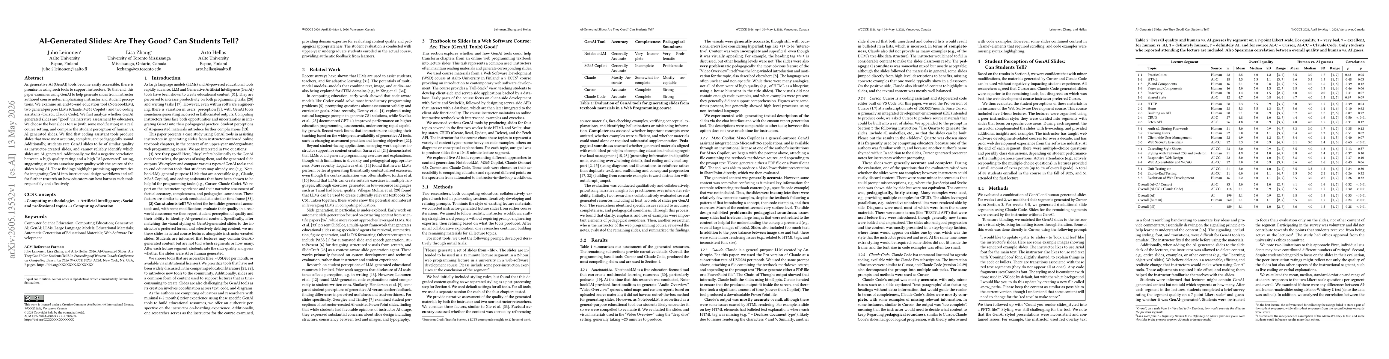 Thumbnail for AI-Generated Slides: Are They Good? Can Students Tell?