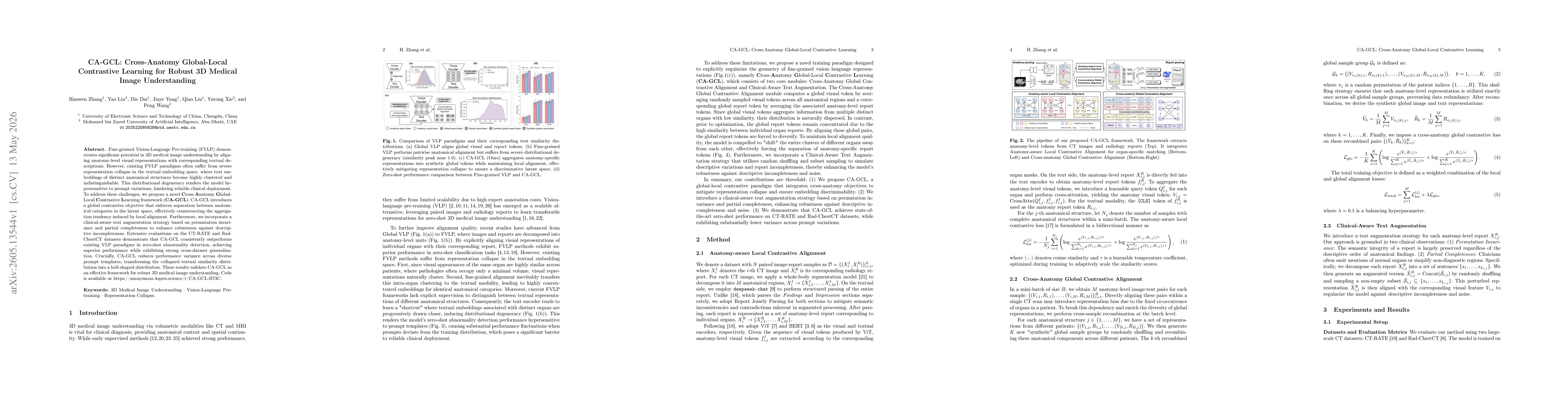 Thumbnail for CA-GCL: Cross-Anatomy Global-Local Contrastive Learning for Robust 3D Medical Image Understanding