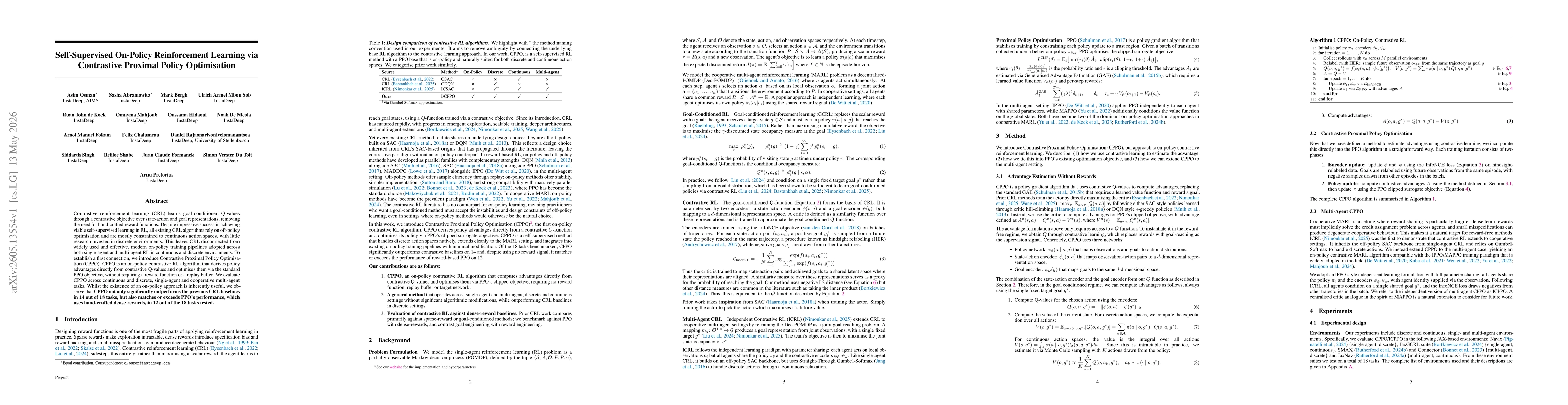 Thumbnail for Self-Supervised On-Policy Reinforcement Learning via Contrastive Proximal Policy Optimisation