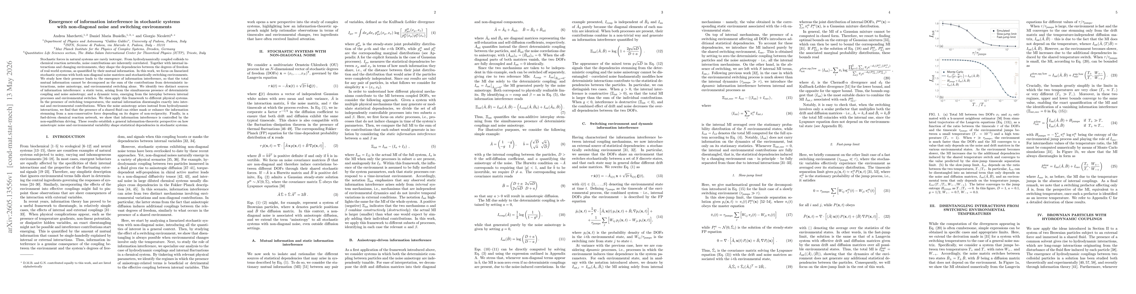 Thumbnail for Emergence of information interference in stochastic systems with non-diagonal noise and switching environments
