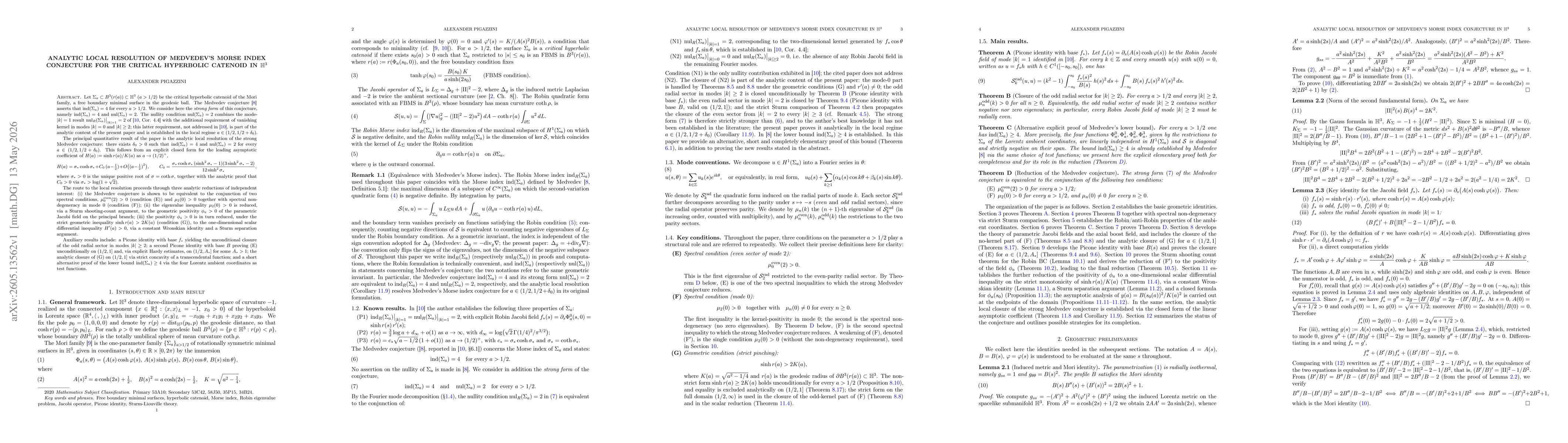 Thumbnail for Analytic local resolution of Medvedev's Morse index conjecture for the critical hyperbolic catenoid in $\mathbb{H}^3$