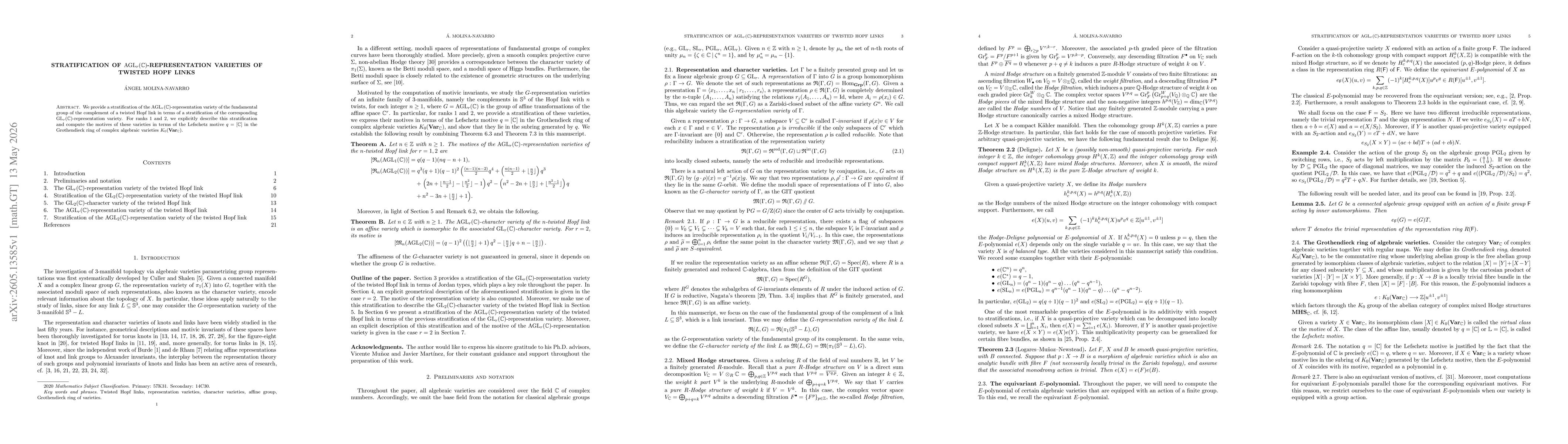 Thumbnail for Stratification of $\mathrm{AGL}_r(\mathbb{C})$-representation varieties of twisted Hopf links