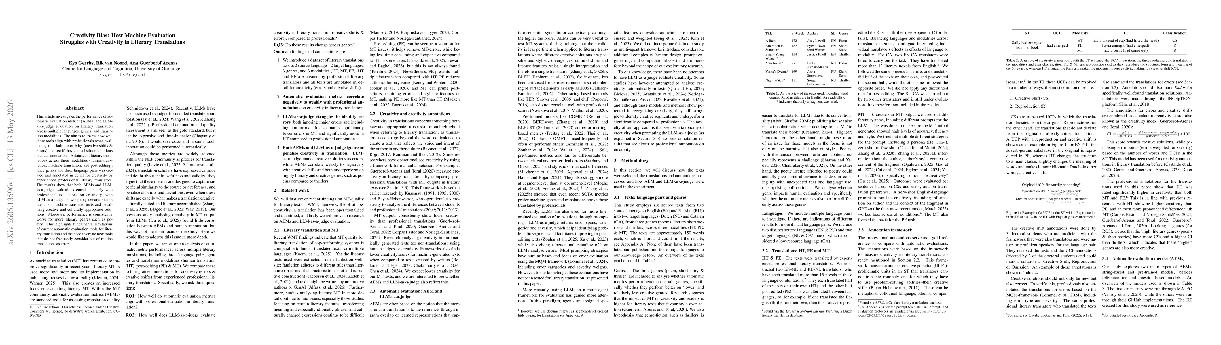Thumbnail for Creativity Bias: How Machine Evaluation Struggles with Creativity in Literary Translations