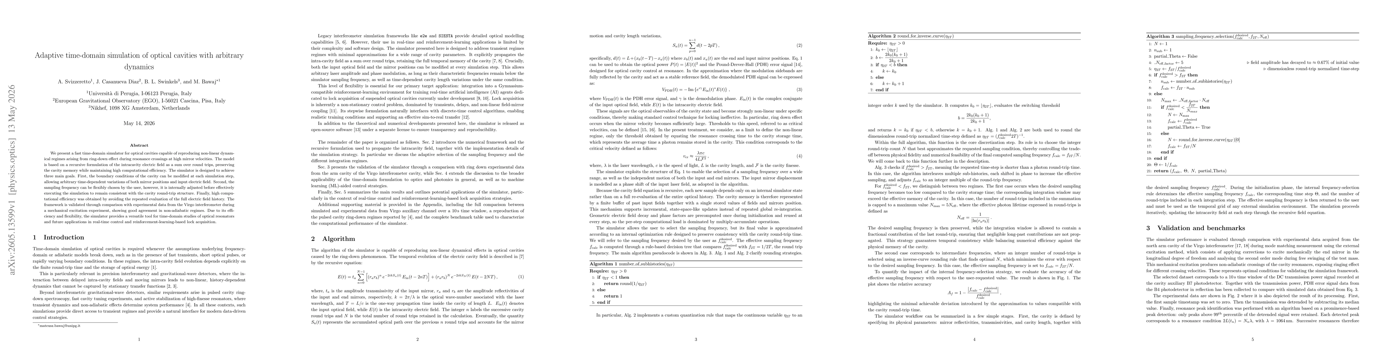 Thumbnail for Adaptive time-domain simulation of optical cavities with arbitrary dynamics