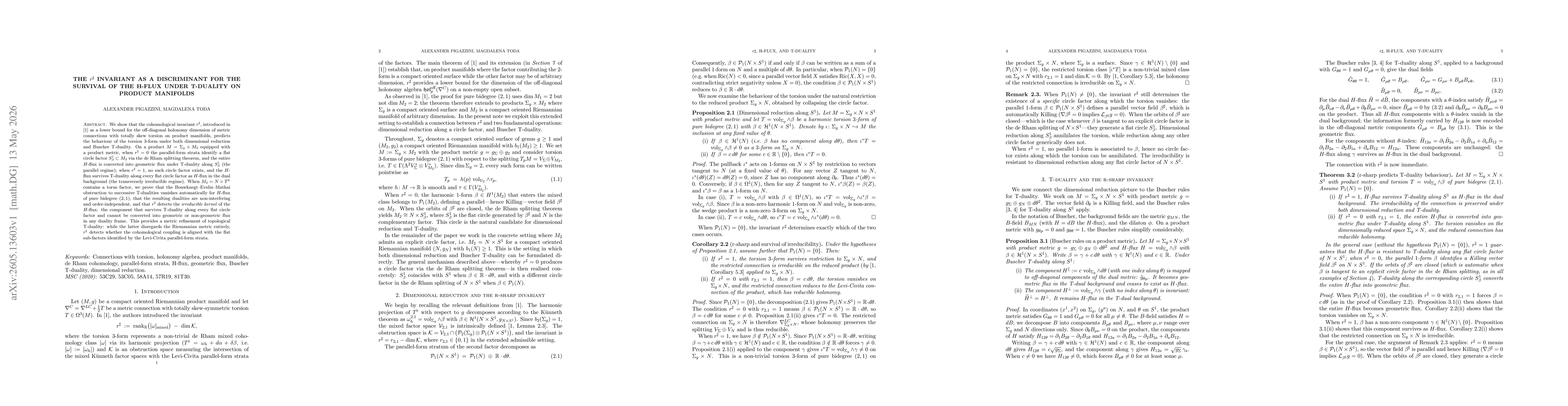 Thumbnail for The $r^\sharp$ invariant as a discriminant for the survival of the H-flux under T-duality on product manifolds