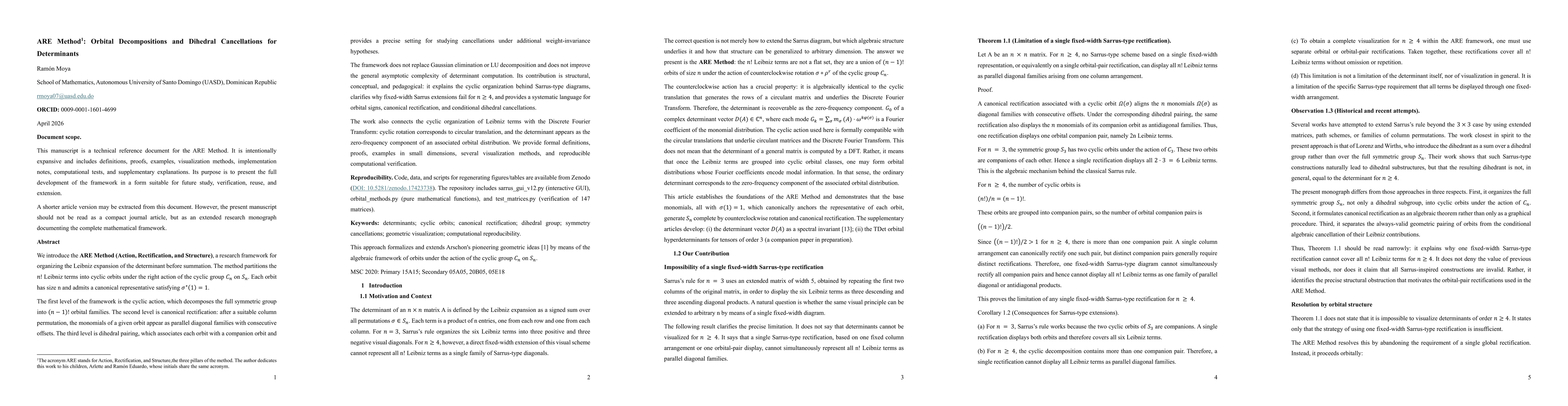 Thumbnail for ARE Method: Orbital Decompositions and Dihedral Cancellations for Determinants