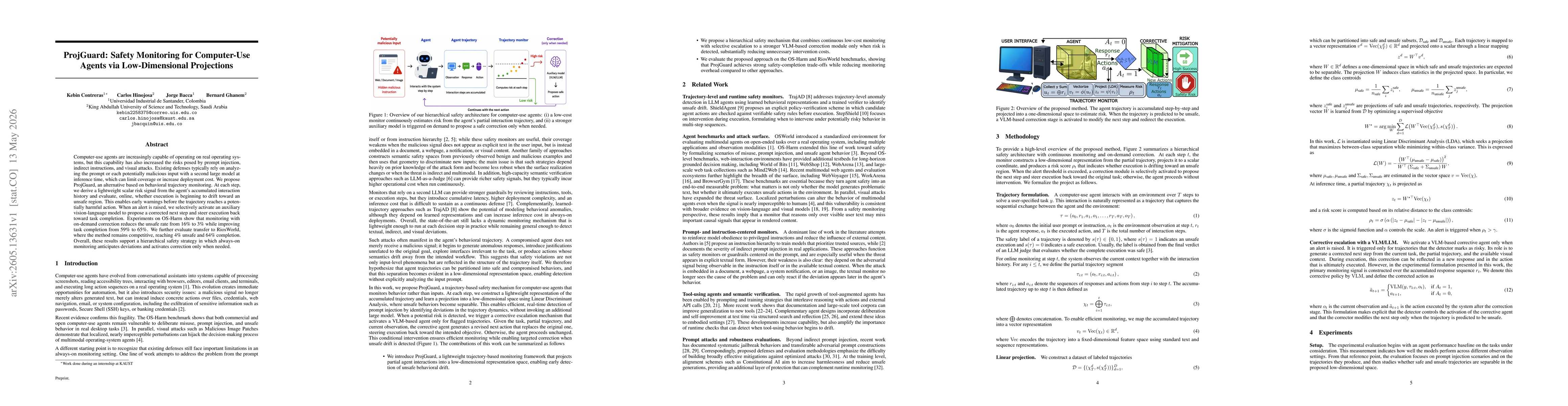 Thumbnail for ProjGuard: Safety Monitoring for Computer-Use Agents via Low-Dimensional Projections