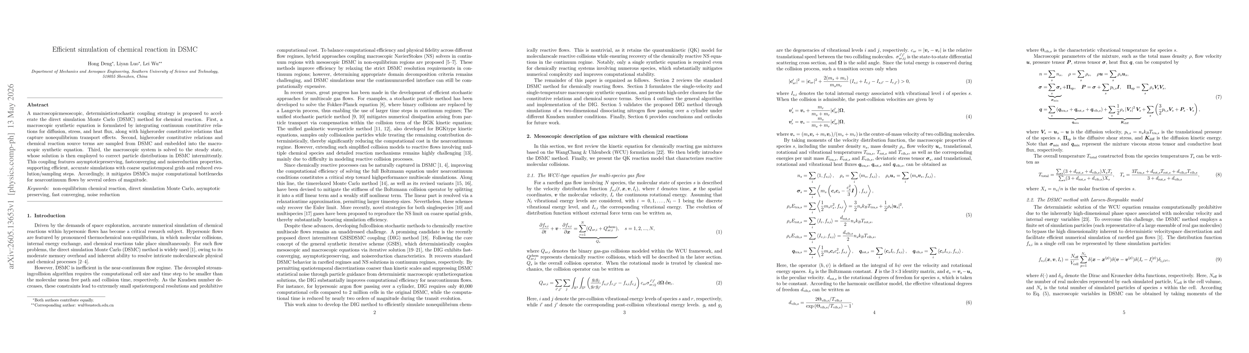 Thumbnail for Efficient simulation of chemical reaction in DSMC