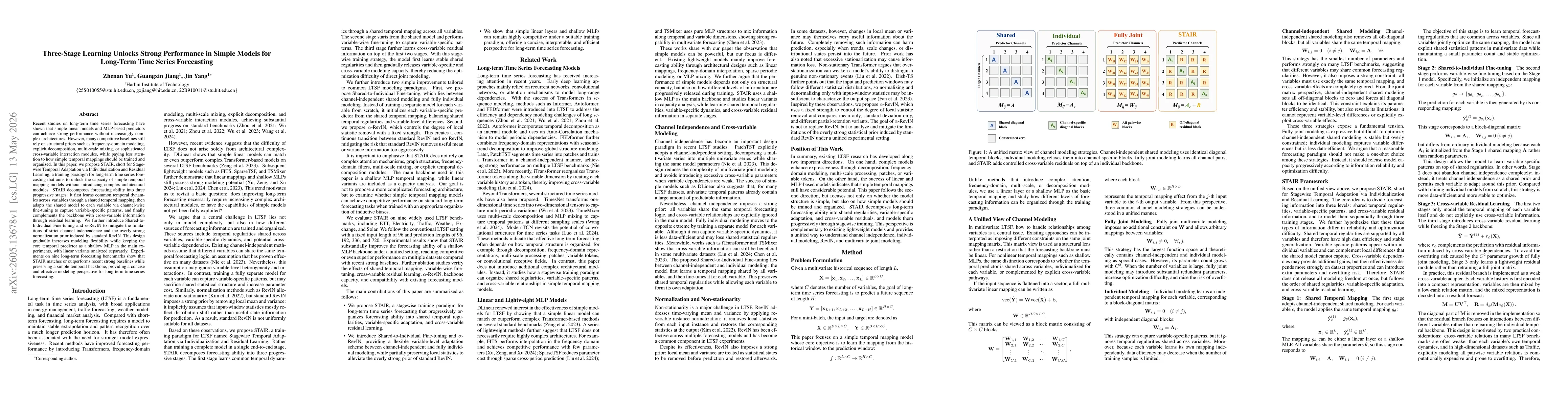 Thumbnail for Three-Stage Learning Unlocks Strong Performance in Simple Models for Long-Term Time Series Forecasting