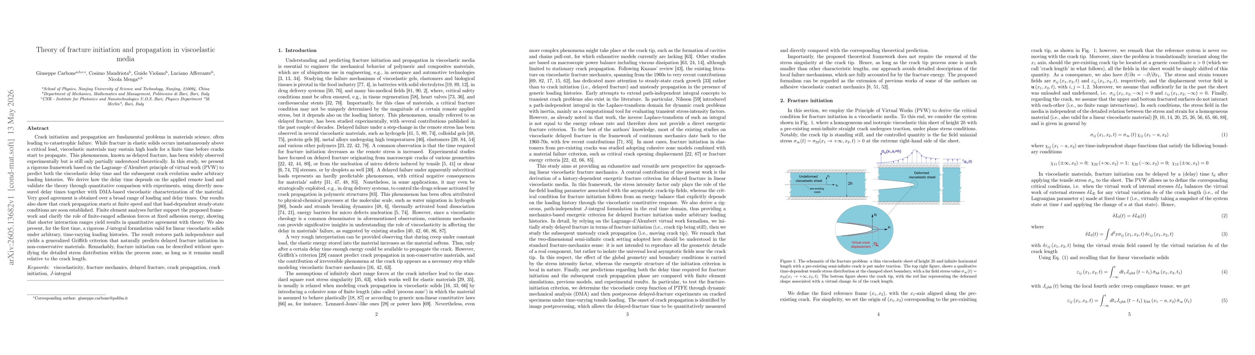 Thumbnail for Theory of fracture initiation and propagation in viscoelastic media