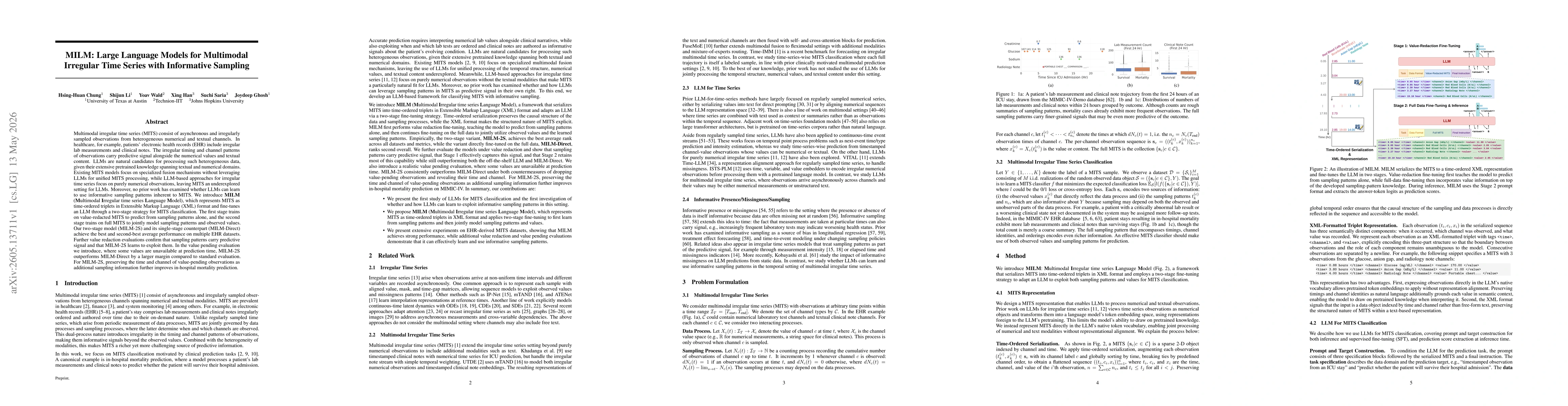 Thumbnail for MILM: Large Language Models for Multimodal Irregular Time Series with Informative Sampling