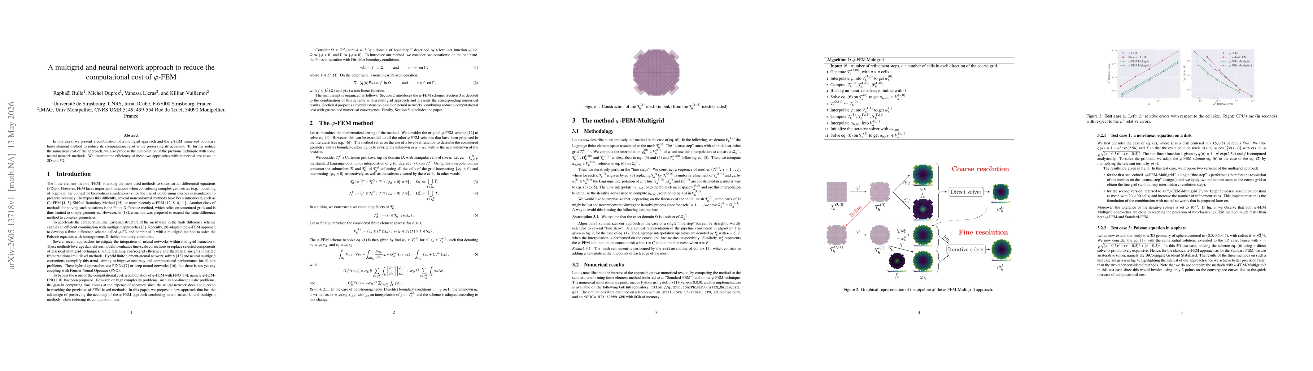 Thumbnail for A multigrid and neural network approach to reduce the computational cost of phi-FEM