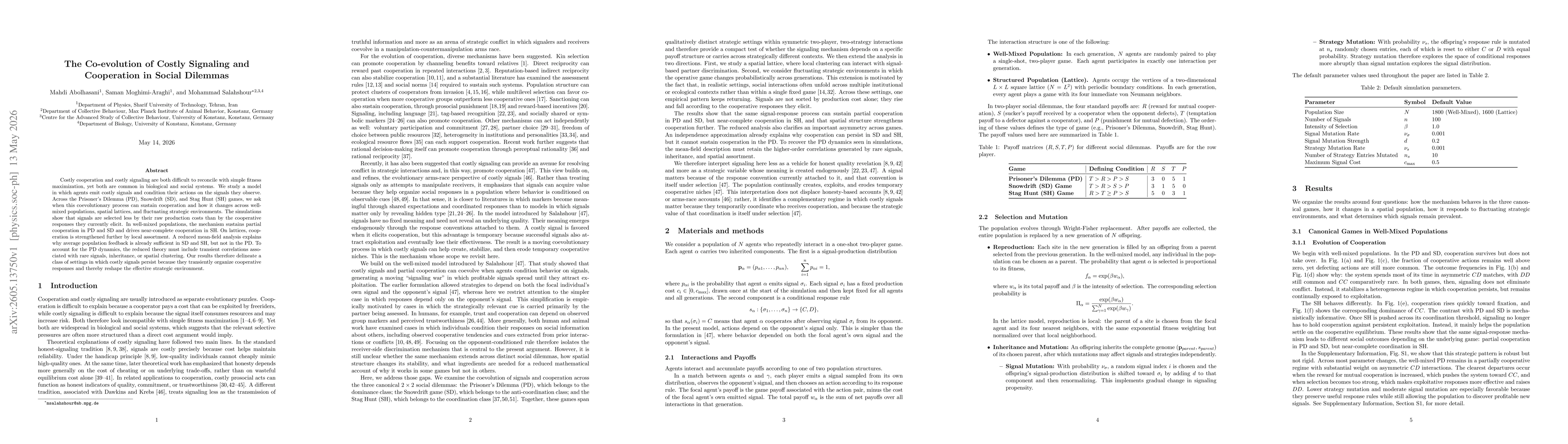 Thumbnail for The Co-evolution of Costly Signaling and Cooperation in Social Dilemmas