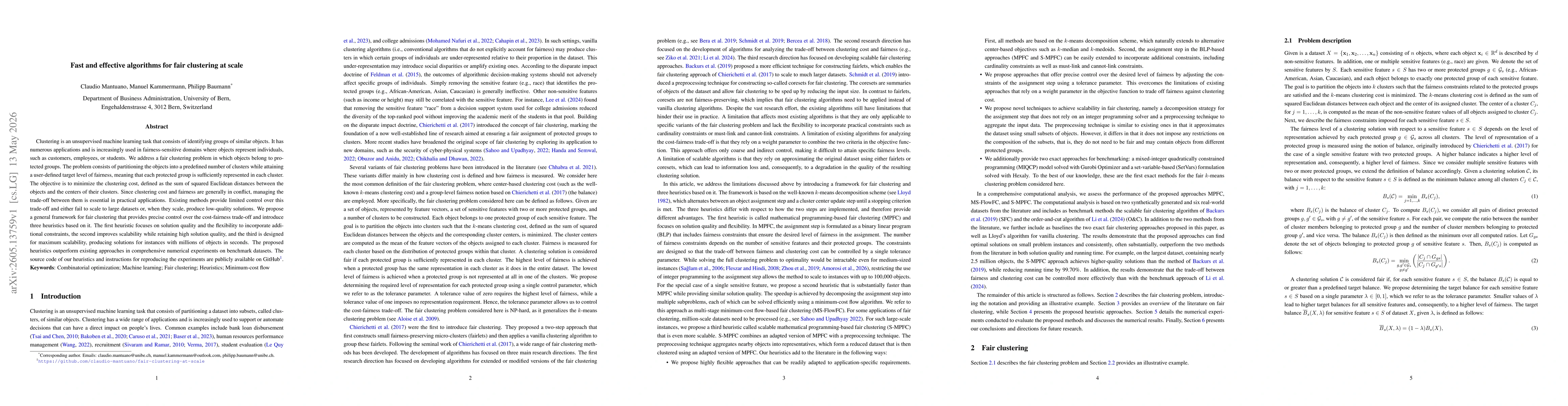 Thumbnail for Fast and effective algorithms for fair clustering at scale
