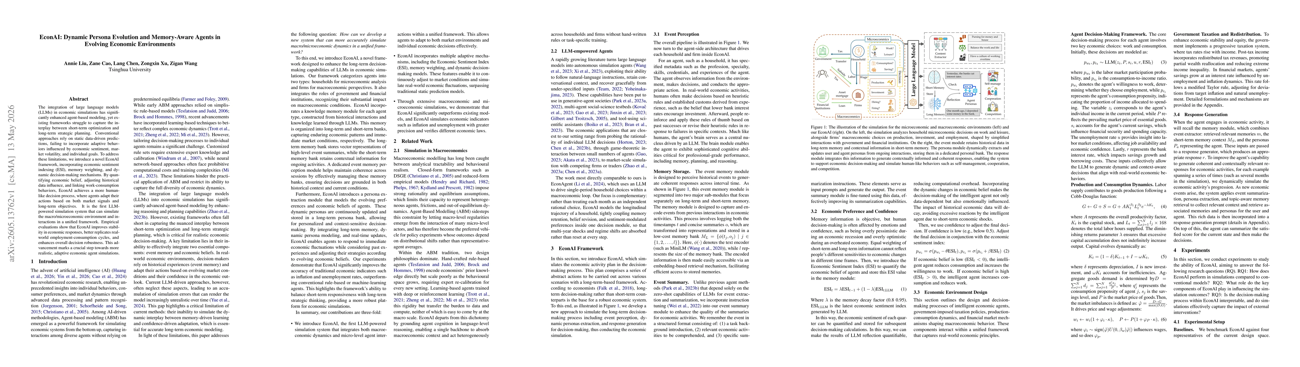 Thumbnail for EconAI: Dynamic Persona Evolution and Memory-Aware Agents in Evolving Economic Environments