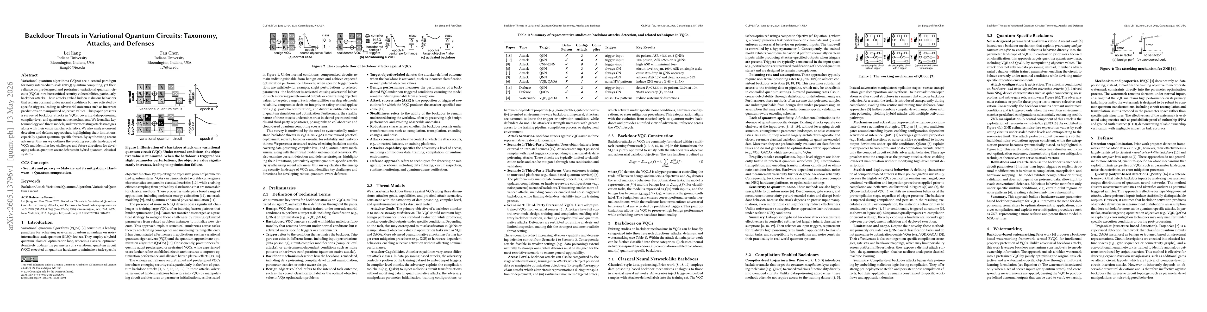 Thumbnail for Backdoor Threats in Variational Quantum Circuits: Taxonomy, Attacks, and Defenses