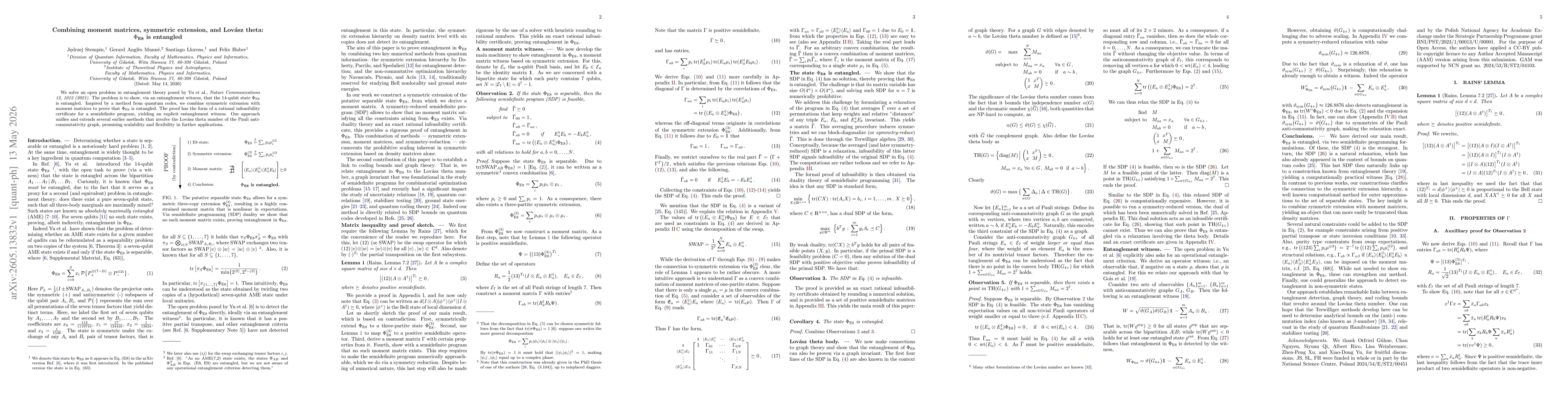Thumbnail for Combining moment matrices, symmetric extension, and Lovász theta: $Φ_{\text{E8}}$ is entangled