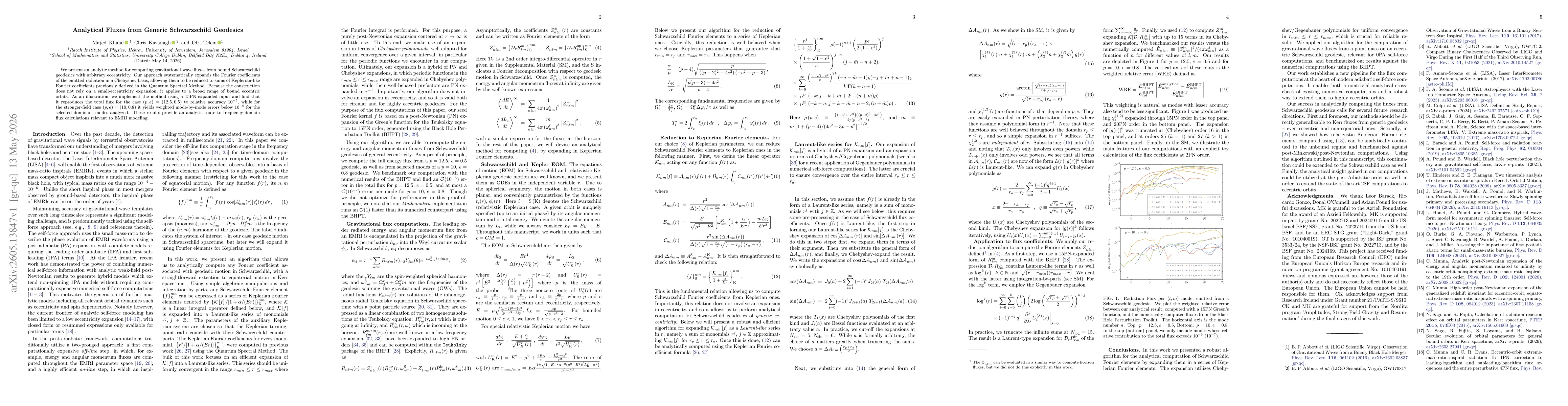 Thumbnail for Analytical Fluxes from Generic Schwarzschild Geodesics
