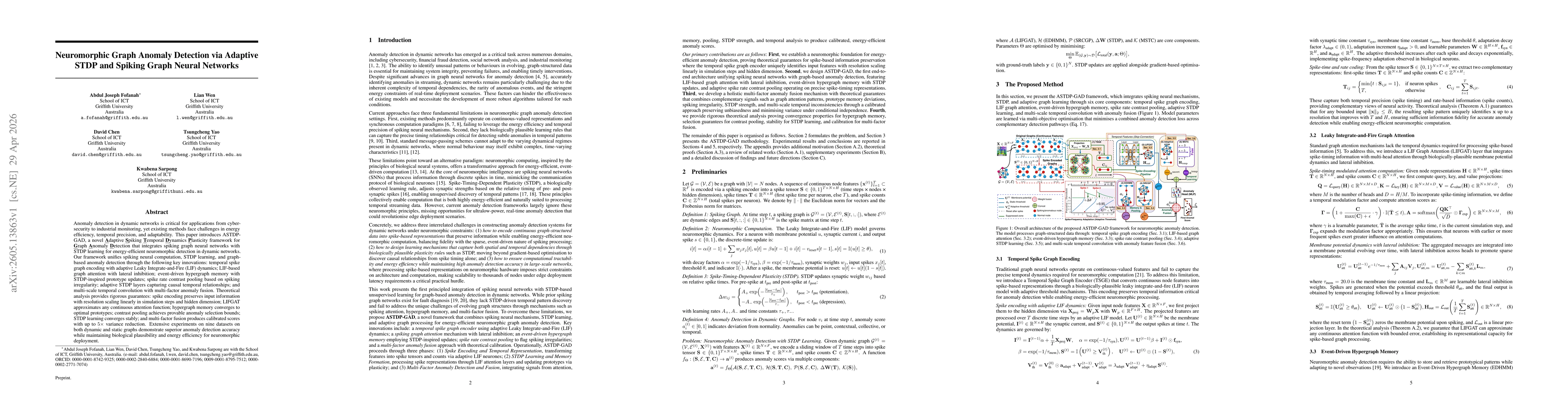 Thumbnail for Neuromorphic Graph Anomaly Detection via Adaptive STDP and Spiking Graph Neural Networks