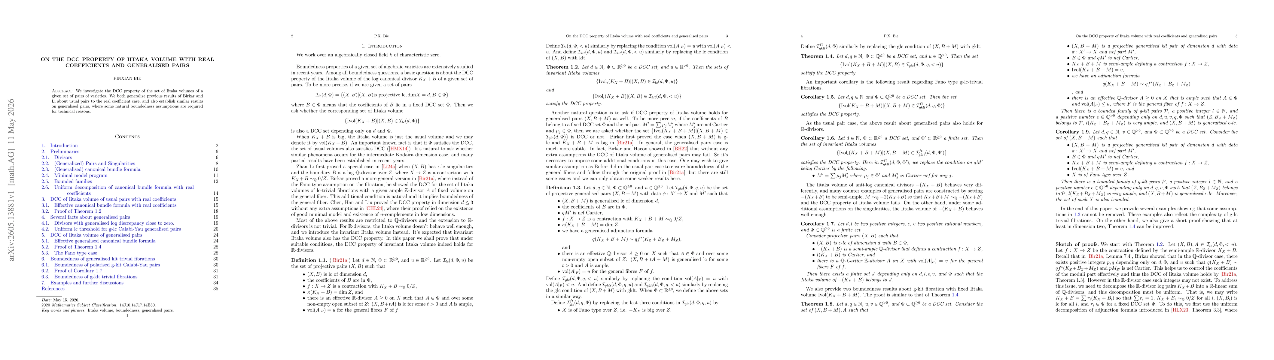 Thumbnail for On the DCC Property of Iitaka Volume with Real Coefficients and Generalised Pairs