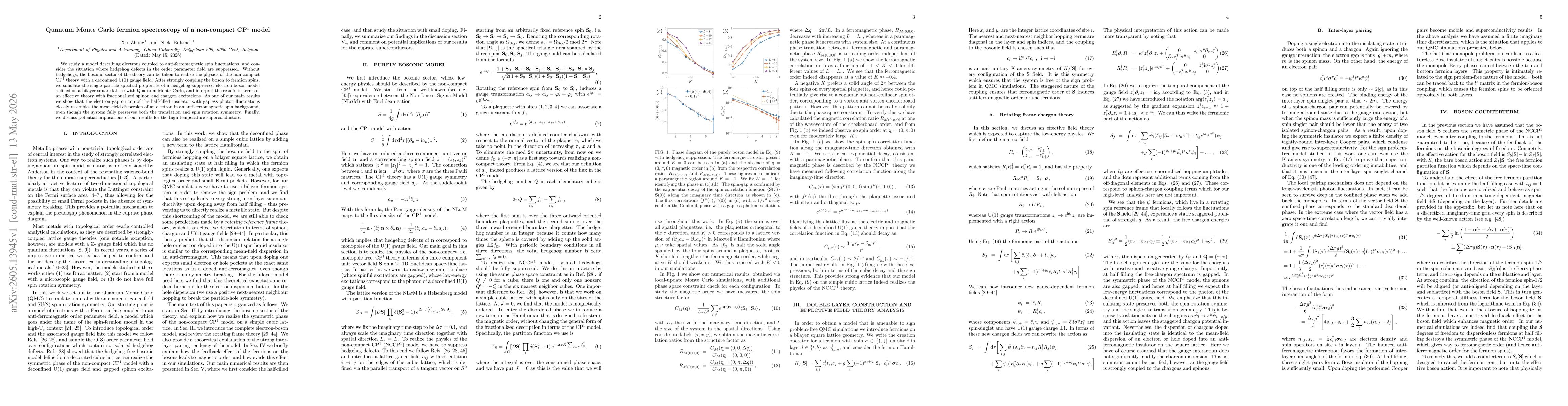 Thumbnail for Quantum Monte Carlo fermion spectroscopy of a non-compact CP$^1$ model