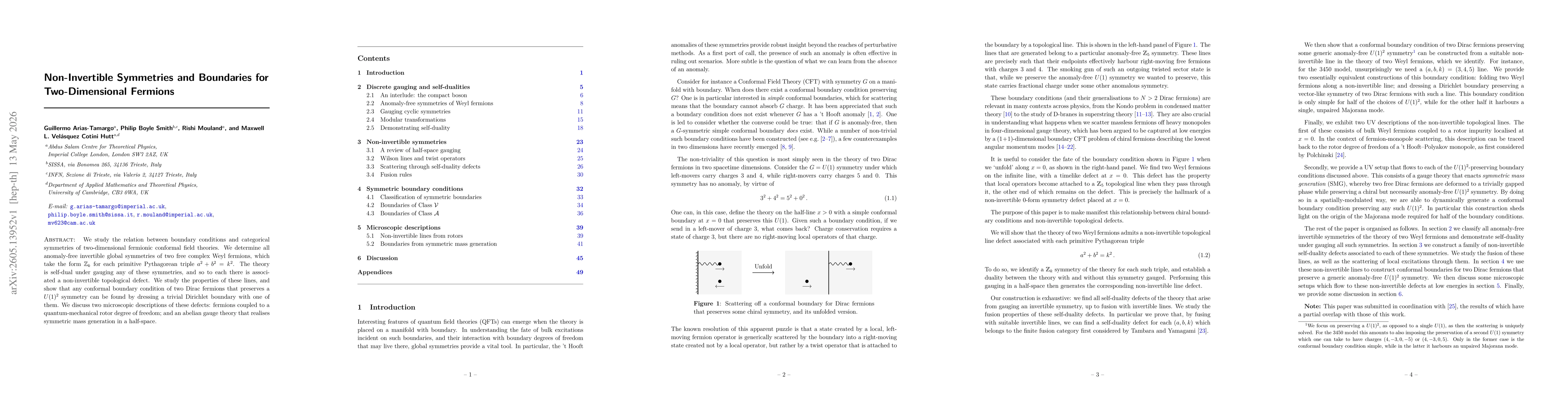 Thumbnail for Non-Invertible Symmetries and Boundaries for Two-Dimensional Fermions