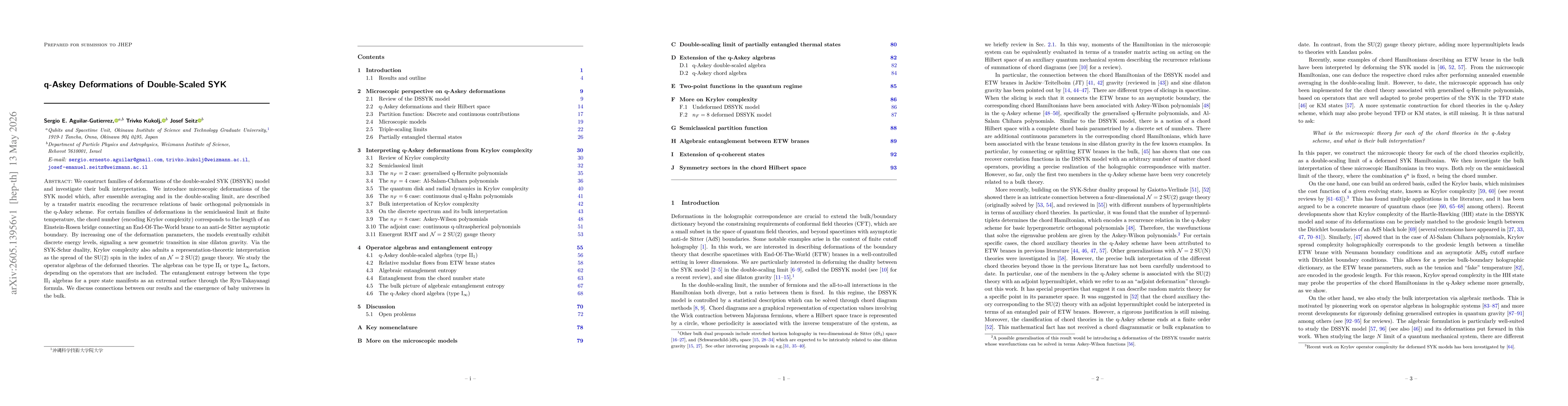 Thumbnail for q-Askey Deformations of Double-Scaled SYK