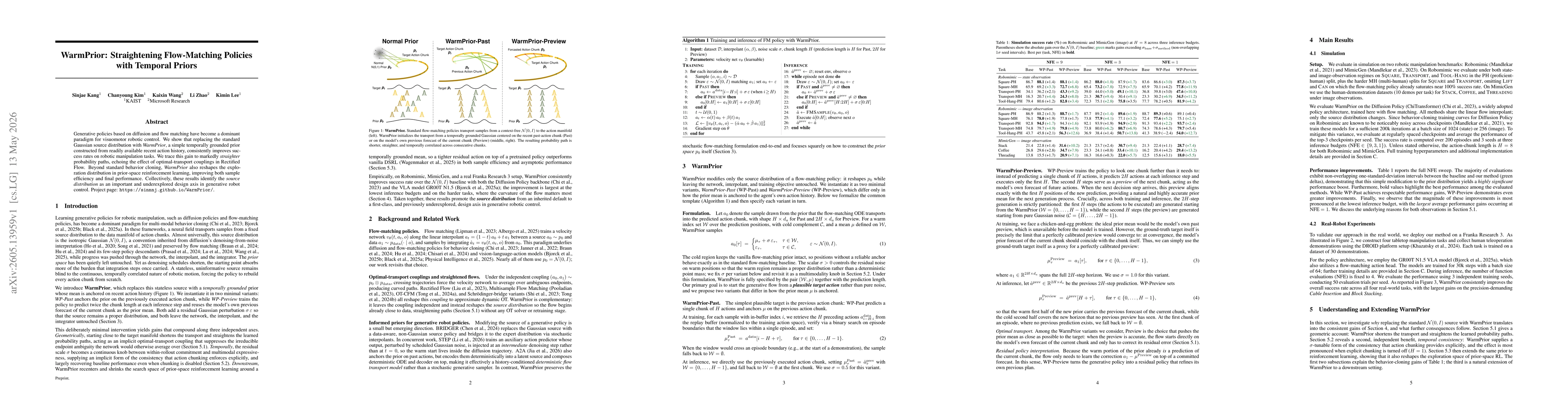 Thumbnail for WarmPrior: Straightening Flow-Matching Policies with Temporal Priors