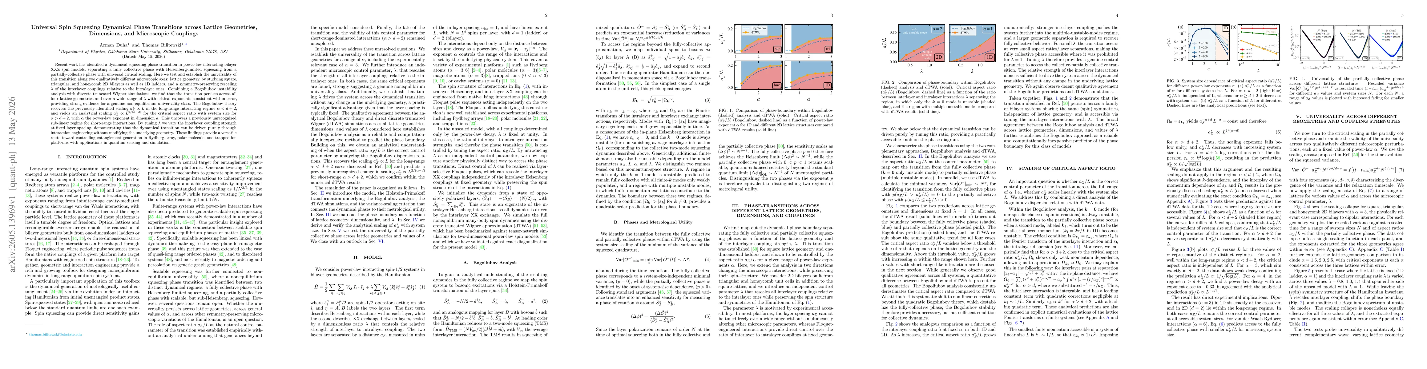 Thumbnail for Universal Spin Squeezing Dynamical Phase Transitions across Lattice Geometries, Dimensions, and Microscopic Couplings