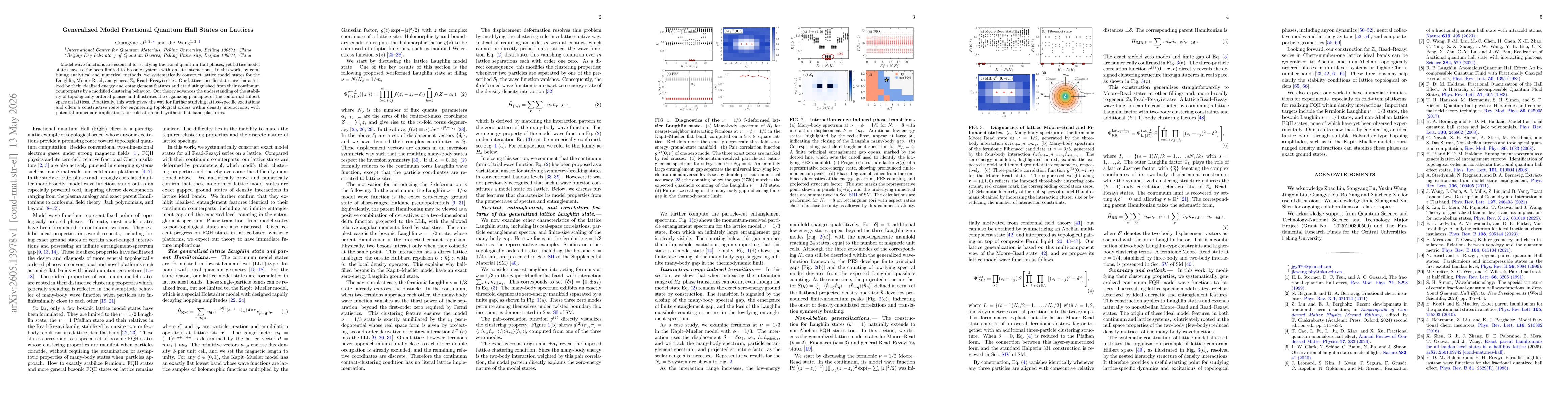 Thumbnail for Generalized Model Fractional Quantum Hall States on Lattices