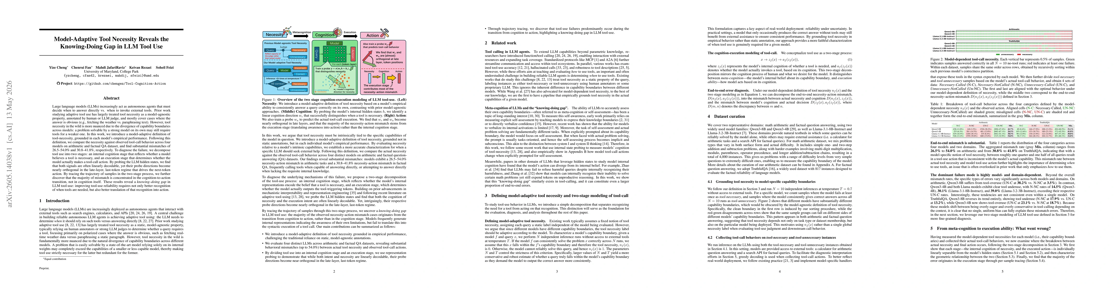 Thumbnail for Model-Adaptive Tool Necessity Reveals the Knowing-Doing Gap in LLM Tool Use