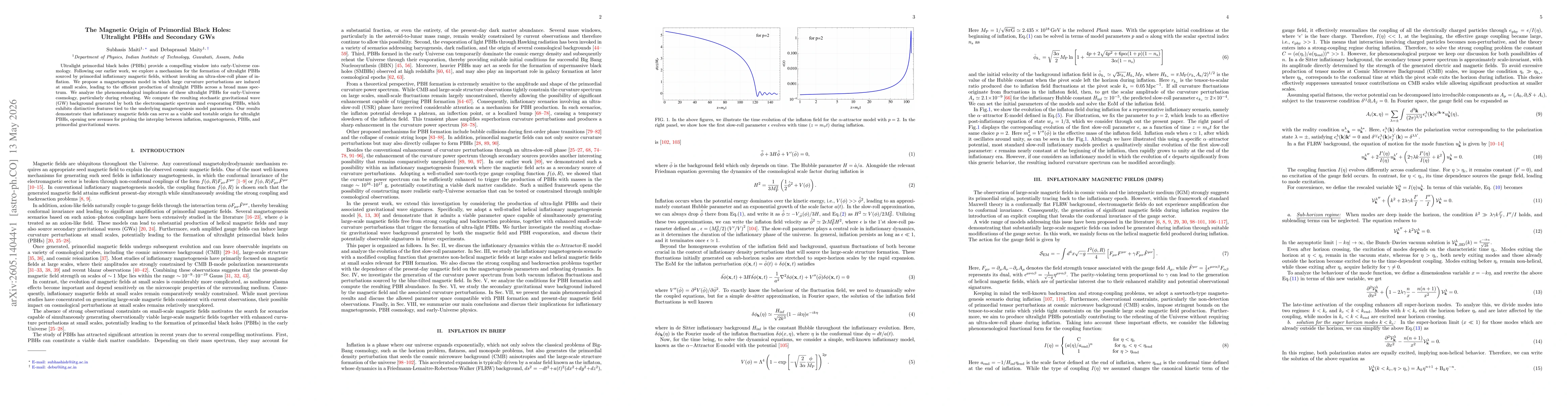 Thumbnail for The Magnetic Origin of Primordial Black Holes: Ultralight PBHs and Secondary GWs